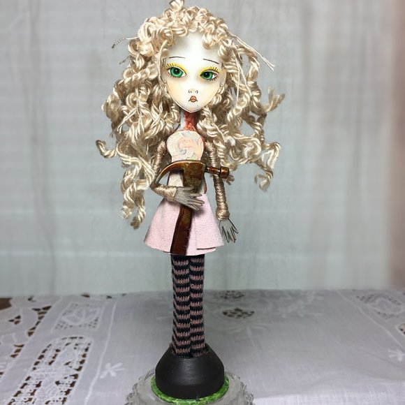 OOAK Big Eyes ART DOLL 🔨 Maker DIY Girl Curls - Collectible! - Picture 2 of 6